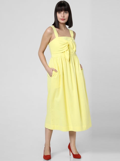 Vero Moda Yellow Cotton A-Line Dress