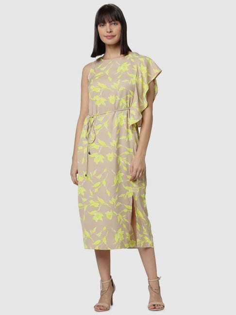 Vero Moda Beige Printed A-Line Dress Price in India