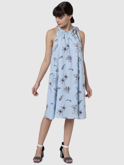 Vero Moda Blue Printed A-Line Dress Price in India