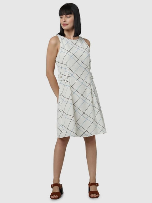 Vero Moda Snow White Cotton Printed A-Line Dress Price in India