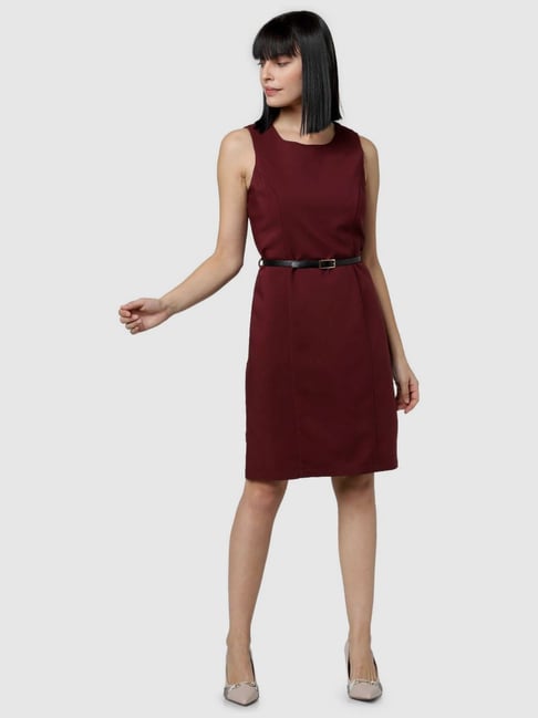 Vero Moda Maroon Cotton Bodycon Dress