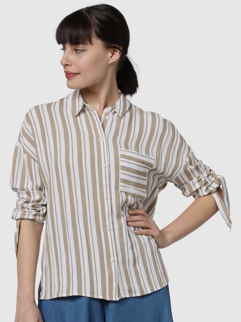 Vero Moda Off-White Striped Shirt Price in India