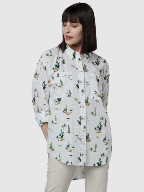 Vero Moda Snow White Cotton Printed Shirt