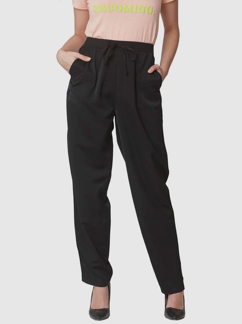 Vero Moda leather look trouser with paperbag waist in black  ASOS