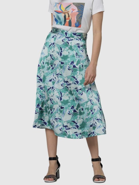 Vero Moda Sea Green Printed A-Line Skirt