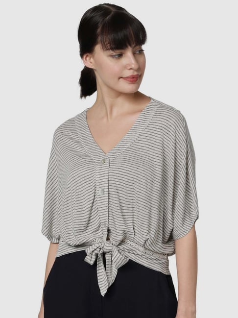 Vero Moda Grey Striped Top