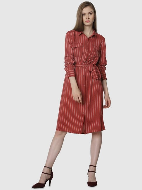 stof Tilbageholde Inhalere Buy Vero Moda Brown Striped Shirt Dress for Women Online @ Tata CLiQ