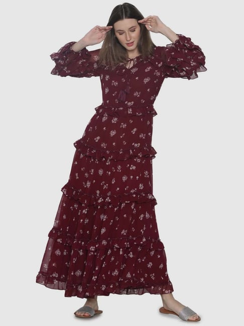 Buy Vero Moda Maroon Printed Maxi Dress for Women Online Tata CLiQ - Main Image