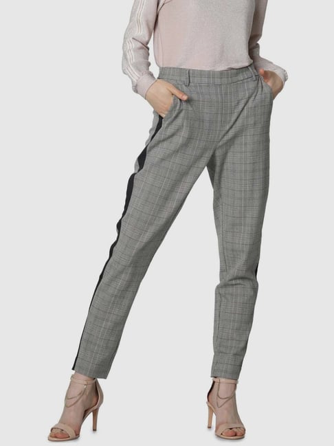 Vero Moda Grey Plaid Pattern Pants
