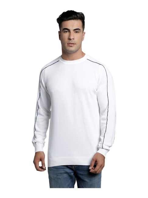 Red Tape White Round Neck Sweater