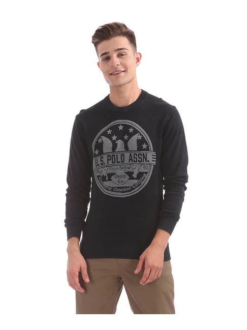 U S Polo Assn U.S. Polo Assn. Black Printed Sweater