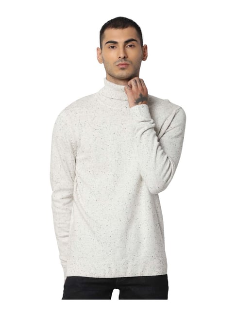 Buy Jack Jones Off White Cotton Slim Fit Self Pattern Sweaters