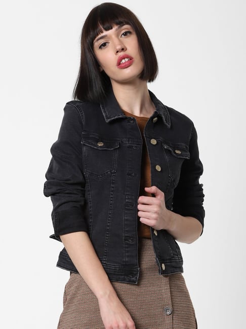 Buy Only Black Cotton Regular Fit Jacket for Women Online Tata CLiQ
