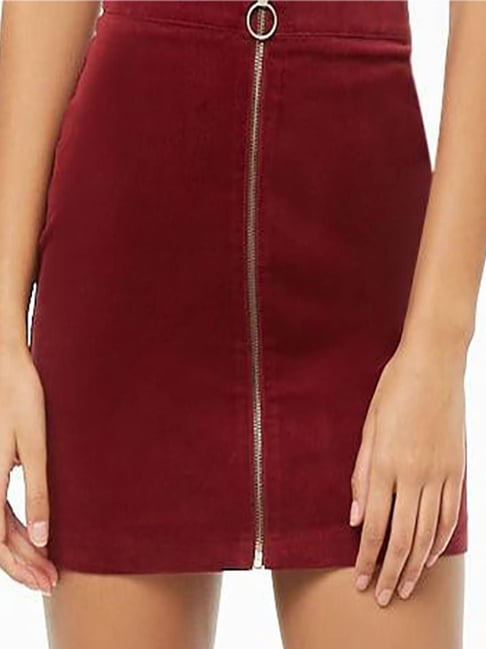 Buy Forever 21 Burgundy Cotton Skirt for Women Online Tata CLiQ