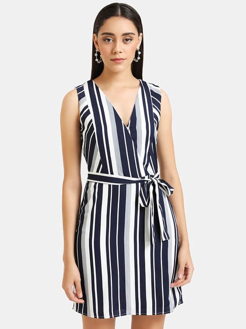 Kazo Navy & White Striped Dress Price in India