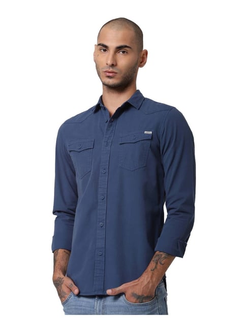 Buy Jack Jones Vintage Clothing Navy Cotton Slim Fit Shirt for Mens Online Tata CLiQ