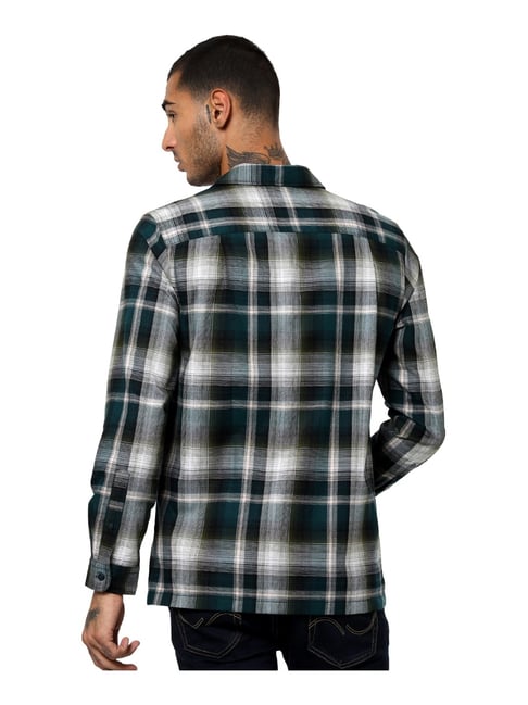 Buy Jack & Jones Vintage Clothing Green & White Regular Fit Checks ...