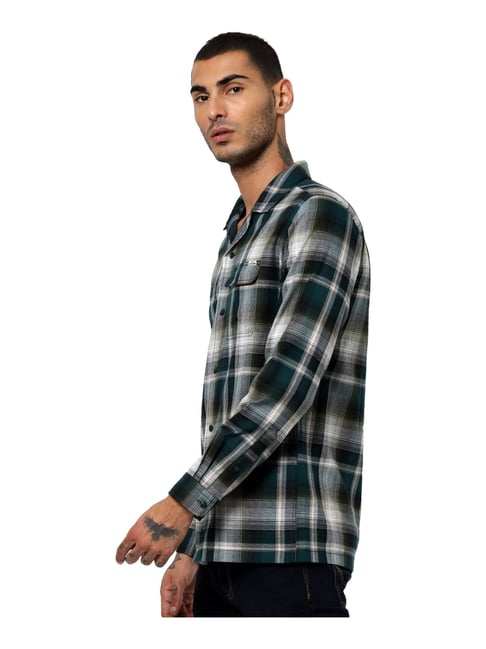 Buy Jack & Jones Vintage Clothing Green & White Regular Fit Checks ...