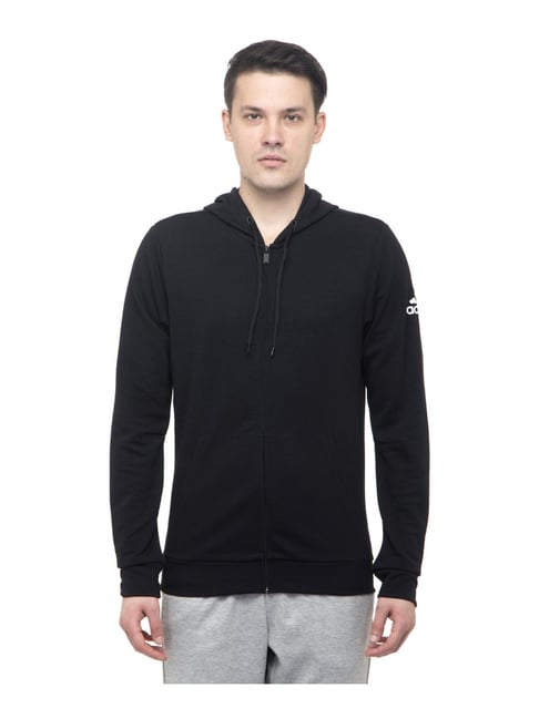Buy Adidas Black Cotton Hooded Sweatshirt for Mens Online Tata CLiQ