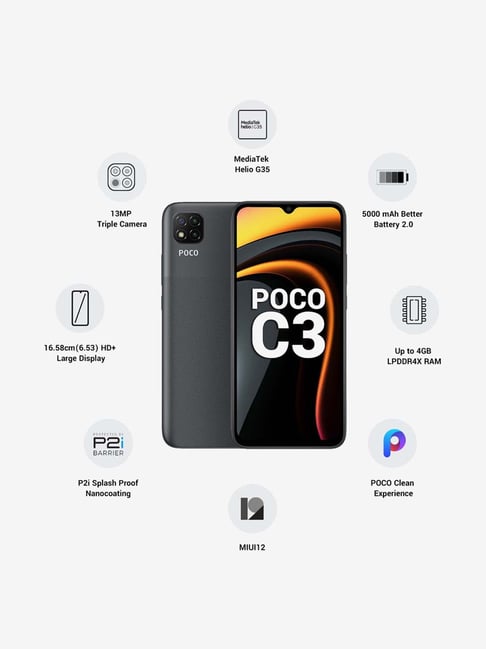 Buy POCO C3 64 GB (Matte Black) 4 GB RAM, Dual SIM 4G Online At Best ...