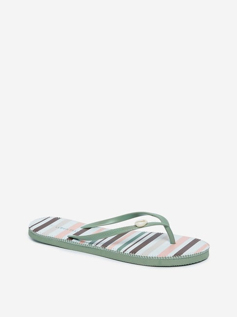 Buy LUNA BLU by Westside Sage Green Striped Flip-Flops Online at Best Prices | Tata CLiQ