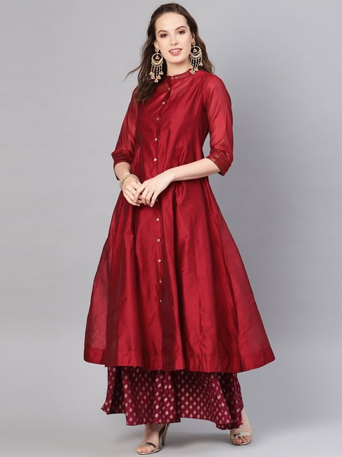 Juniper Maroon A Line Kurta Price in India