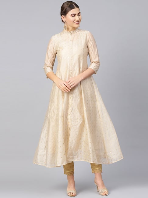 Juniper Beige Printed A Line Kurta Price in India