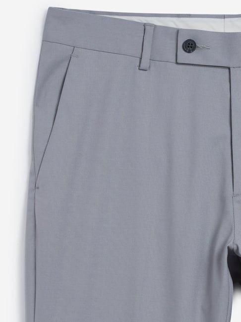 WES Formals by Westside Light Grey Relaxed Fit Trousers