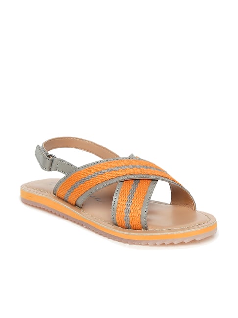 Aria Nica Kids Grey & Orange Back Strap Sandals