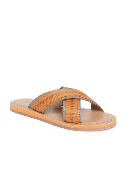 Aria Nica Kids Grey & Orange Cross Strap Sandals