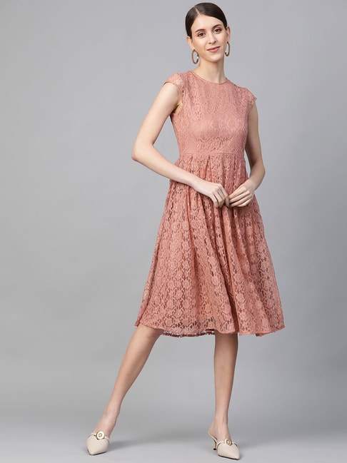 Buy PlusS Onion Pink Lace Dress for Women Online @ Tata CLiQ