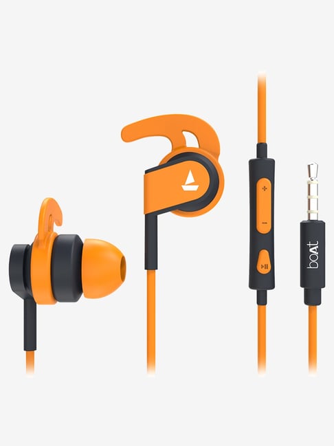 boAt Bassheads 242 T Sports Wired Earphones with HD Sound, Carry Pouch, IPX4 (Orange)