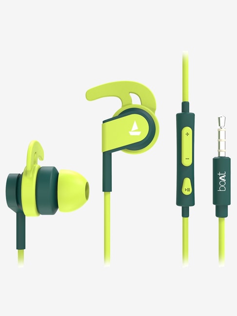 boAt Bassheads 242 T Sports Wired Earphones with HD Sound, Carry Pouch, IPX4 (Neon Green)
