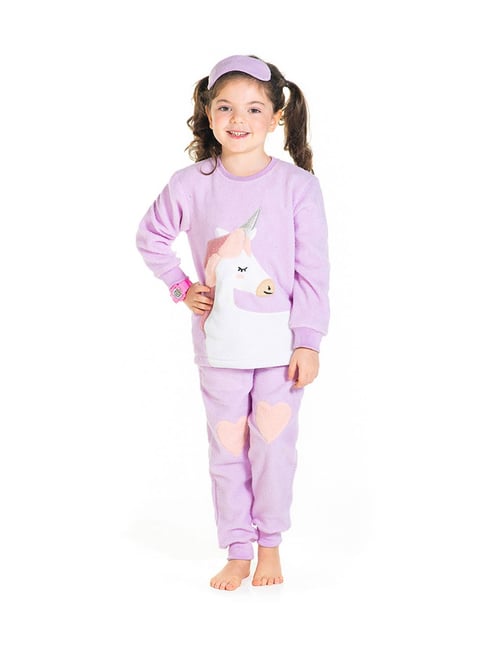 cherry crumble by nitt hyman Cherry Crumble by Niit Hyman Kids Purple Applique T-Shirt, Joggers, With Eye Mask-picture-25