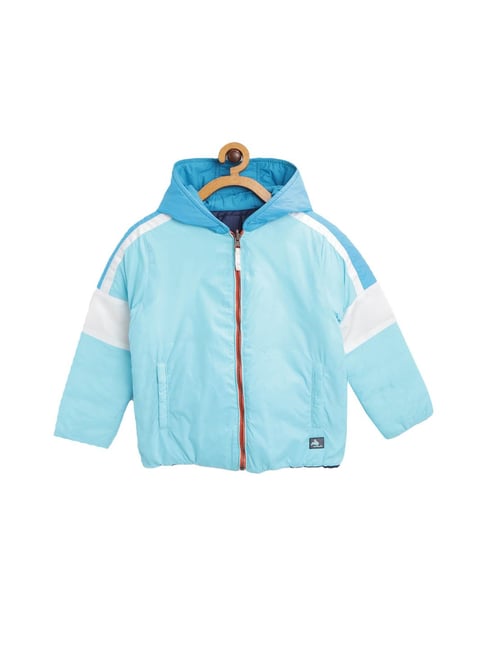 Cherry Crumble By Nitt Hyman Cherry Crumble by Niit Hyman Kids Sky Blue Solid Reversible Hooded Jacket