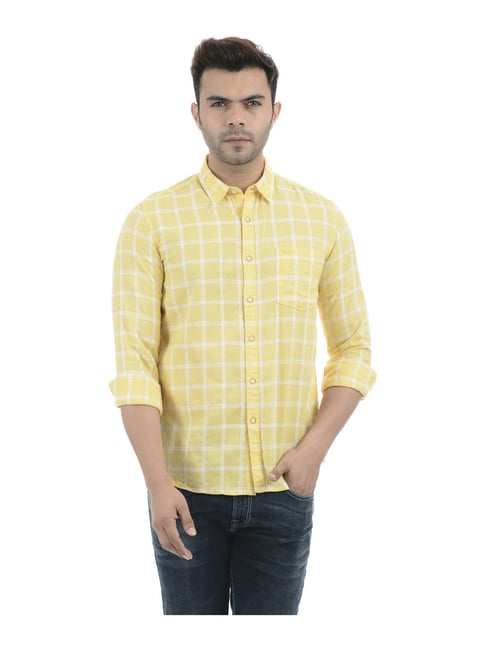 Buy Pepe Jeans Yellow Regular Fit Check 