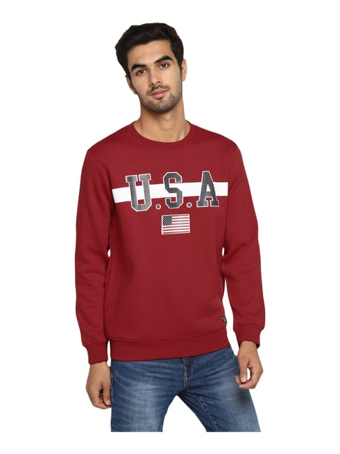 Buy Octave Red Printed Sweatshirt for Mens Online Tata CLiQ