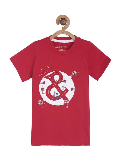 Tales & Stories Kids Red Printed T-Shirt