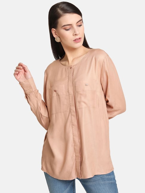 Kazo Beige Regular Fit Shirt Price in India