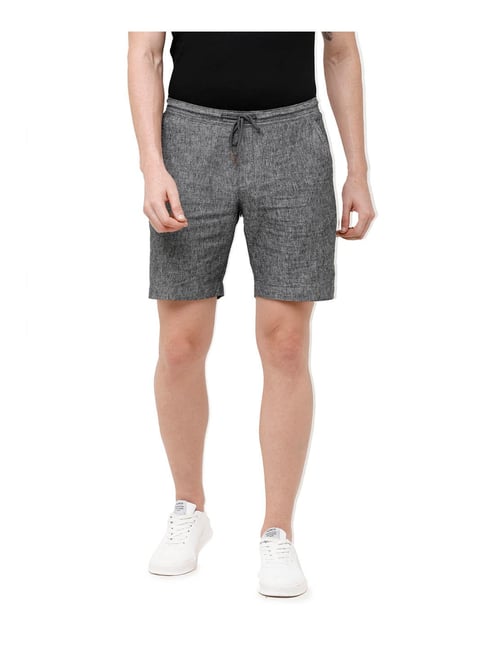 Buy CAVALLO by Linen Club Black Textured Shorts for Men Online