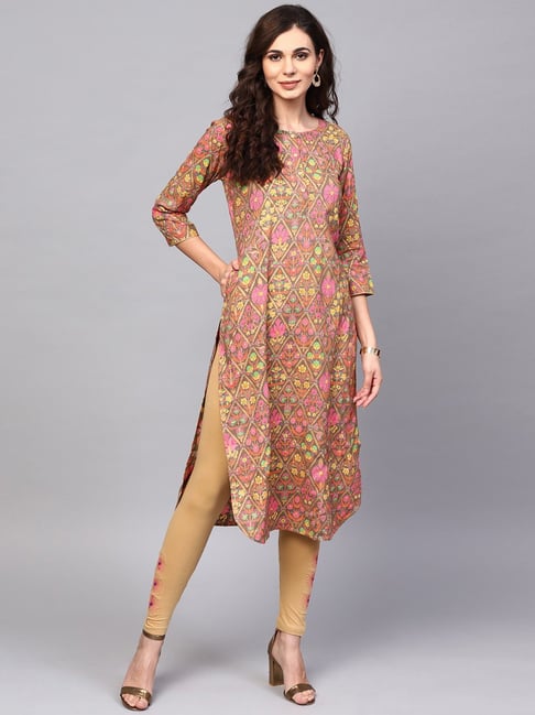 Buy Aks Grey Printed Straight Kurta for Women Online Tata CLiQ