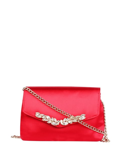 Dune London Red Embellished Small Sling Handbag