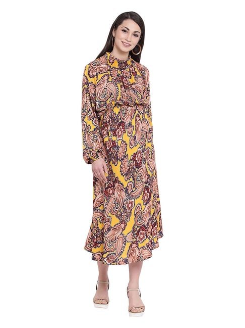 Oxolloxo Yellow & Pink Sunrise Caution Maternity Dress