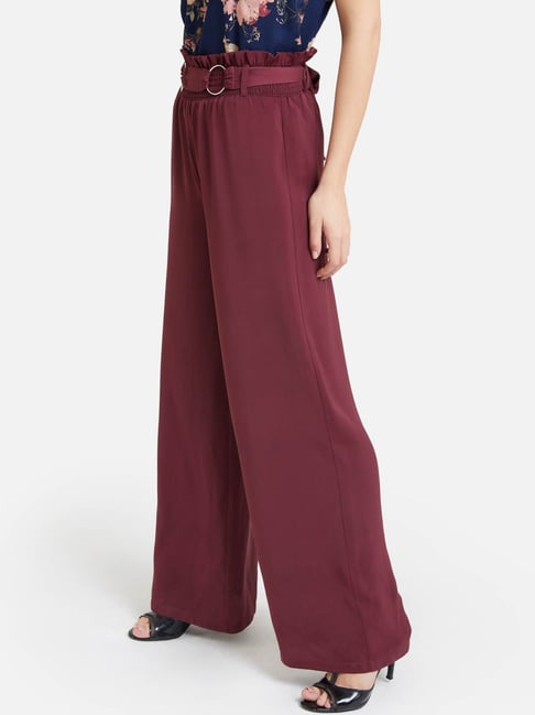 Kazo Magenta Mid Rise Trousers