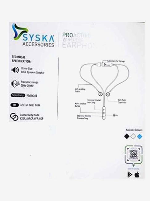 syska he5300 wireless earphones with mic