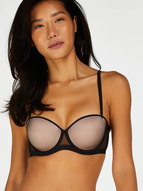 Buy Hunkemoller Black Under Wired Padded Demi Cup Bra for Women Online @  Tata CLiQ