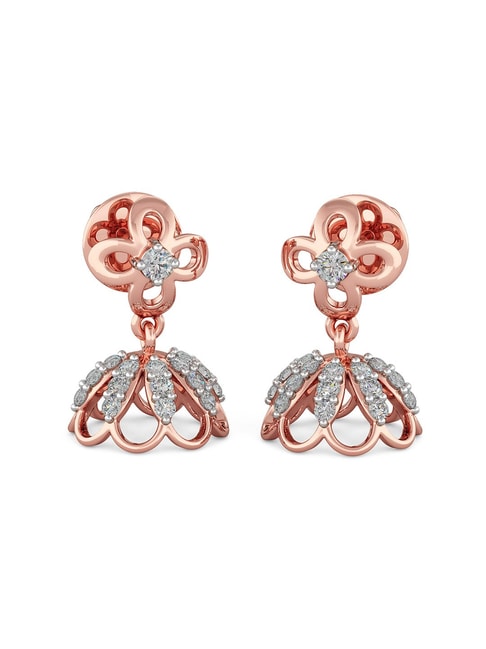 Joyalukkas 18k 750 Rose Gold and Diamond Stud Earrings for Girls   Amazonin Fashion