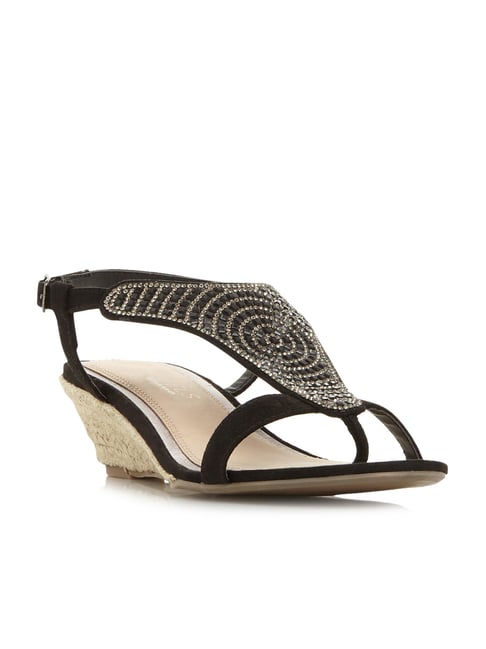 Head Over Heels by Dune London Women's Black Back Strap Wedges