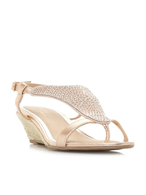 Head Over Heels by Dune London Women's Rose Gold Back Strap Wedges