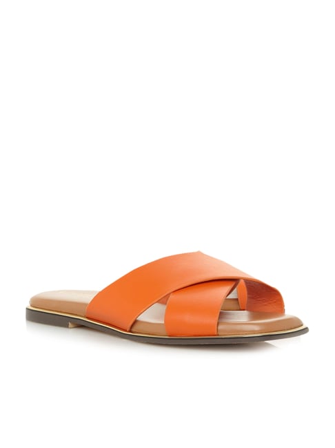 Head Over Heels by Dune London Women's Orange Cross Strap Sandals